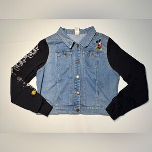 Disney Mickey Mouse Kid’s Denim Blue Jean Jacket 90th Anniversary Sz Large